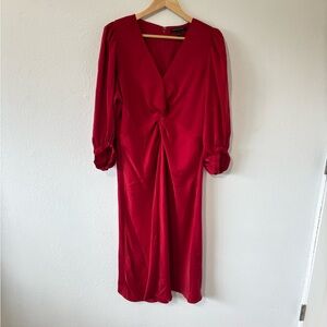 Banana Republic Red 3/4 Length Sleeve Dress